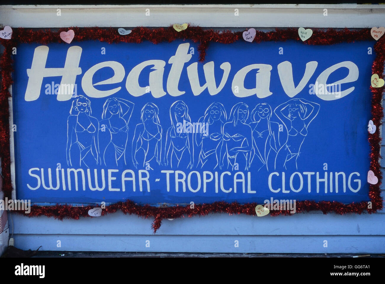 Heatwave swimwear tropical clothing store sign. Key West. Florida