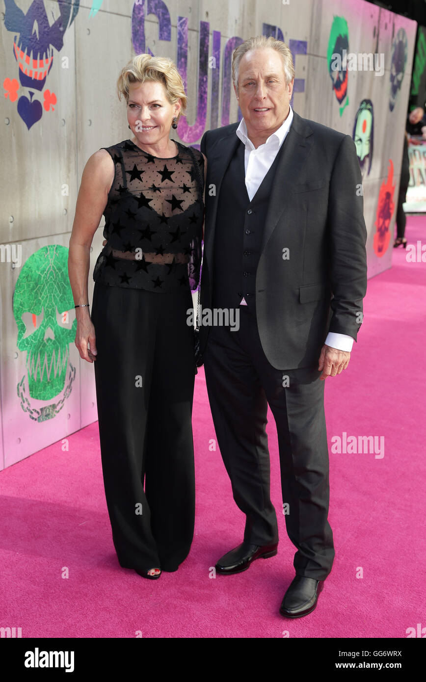 Charles Roven and wife Stephanie Haymes arriving for the Suicide Squad European Premiere, at the Odeon Leicester Square, London. PRESS ASSOCIATION Photo. Picture date: Wednesday August 3, 2016. See PA story SHOWBIZ Suicide. Photo credit should read: Daniel Leal-Olivas/PA Wire Stock Photo