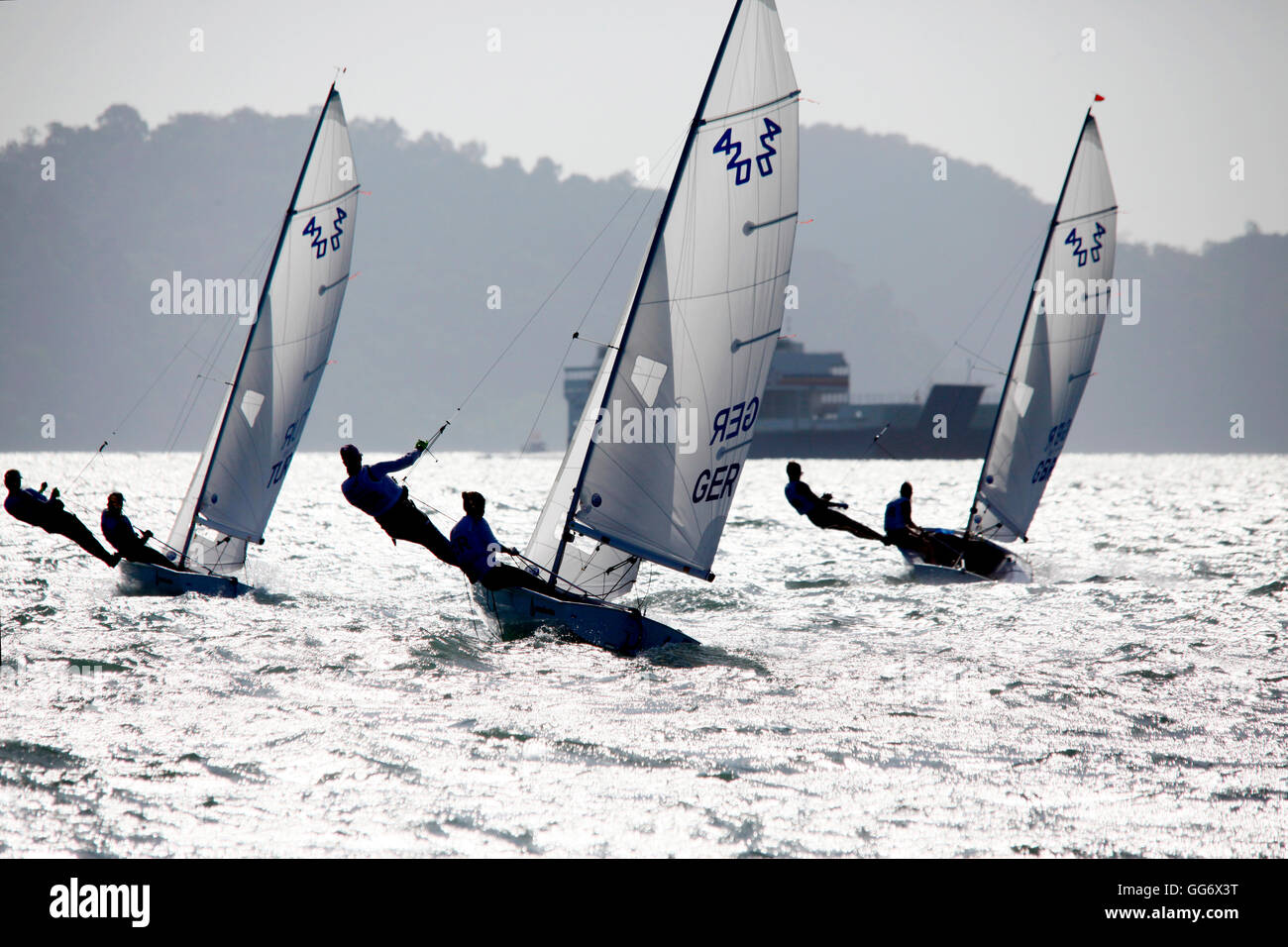 420 Women Fleet Race Day2, 2015 Youth Sailing World Championships, Langkawi, Malaysia Stock Photo