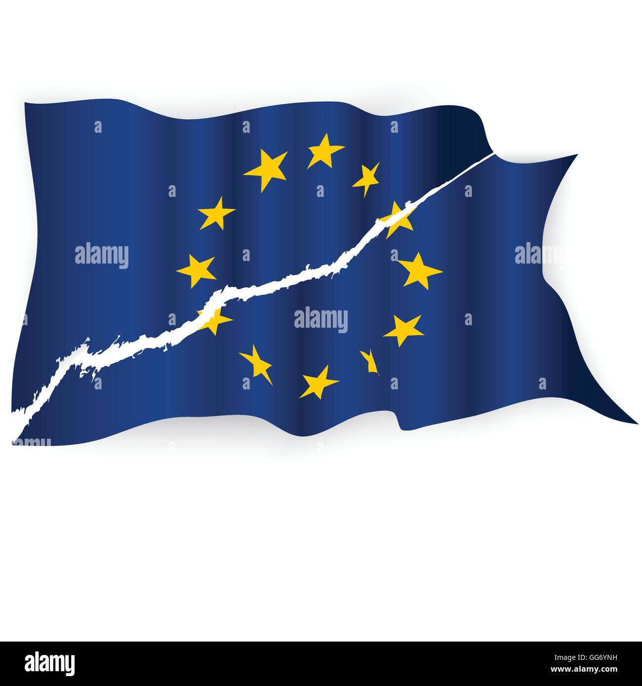 EU torn flag.Brexit concept. Vector. Stock Vector