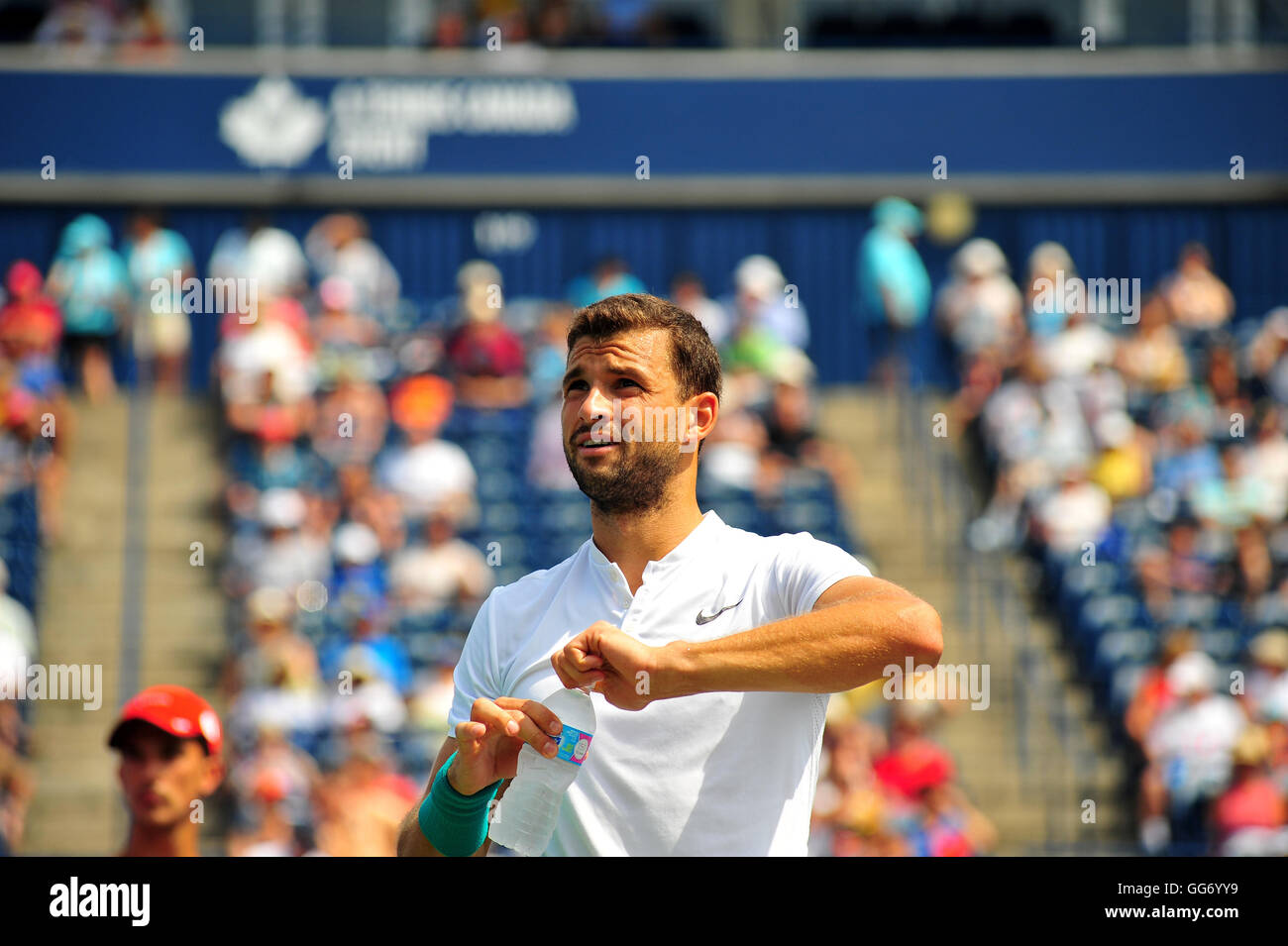 The Bulgarian tennis player Grigor Dimitrov at the 2016 Rogers Cup tournament in Toronto, Canada. Stock Photo