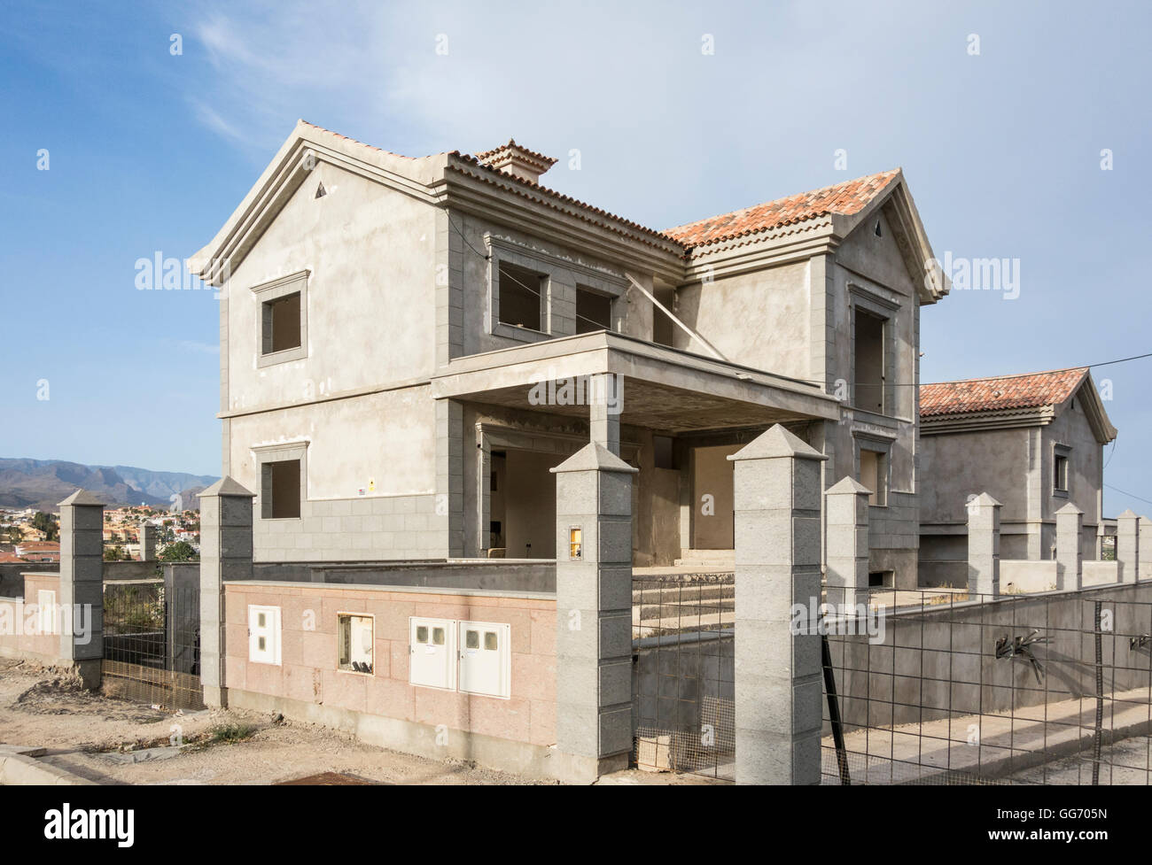 Luxury villas half built and abandoned in Spain Stock Photo