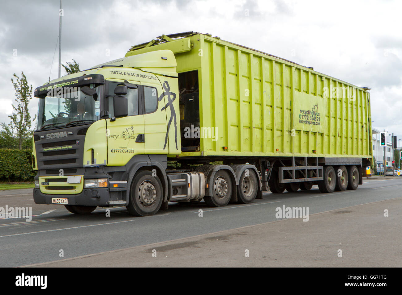 Recycling Refuse truck seen in Preston, Lancashire, UK Stock Photo Alamy