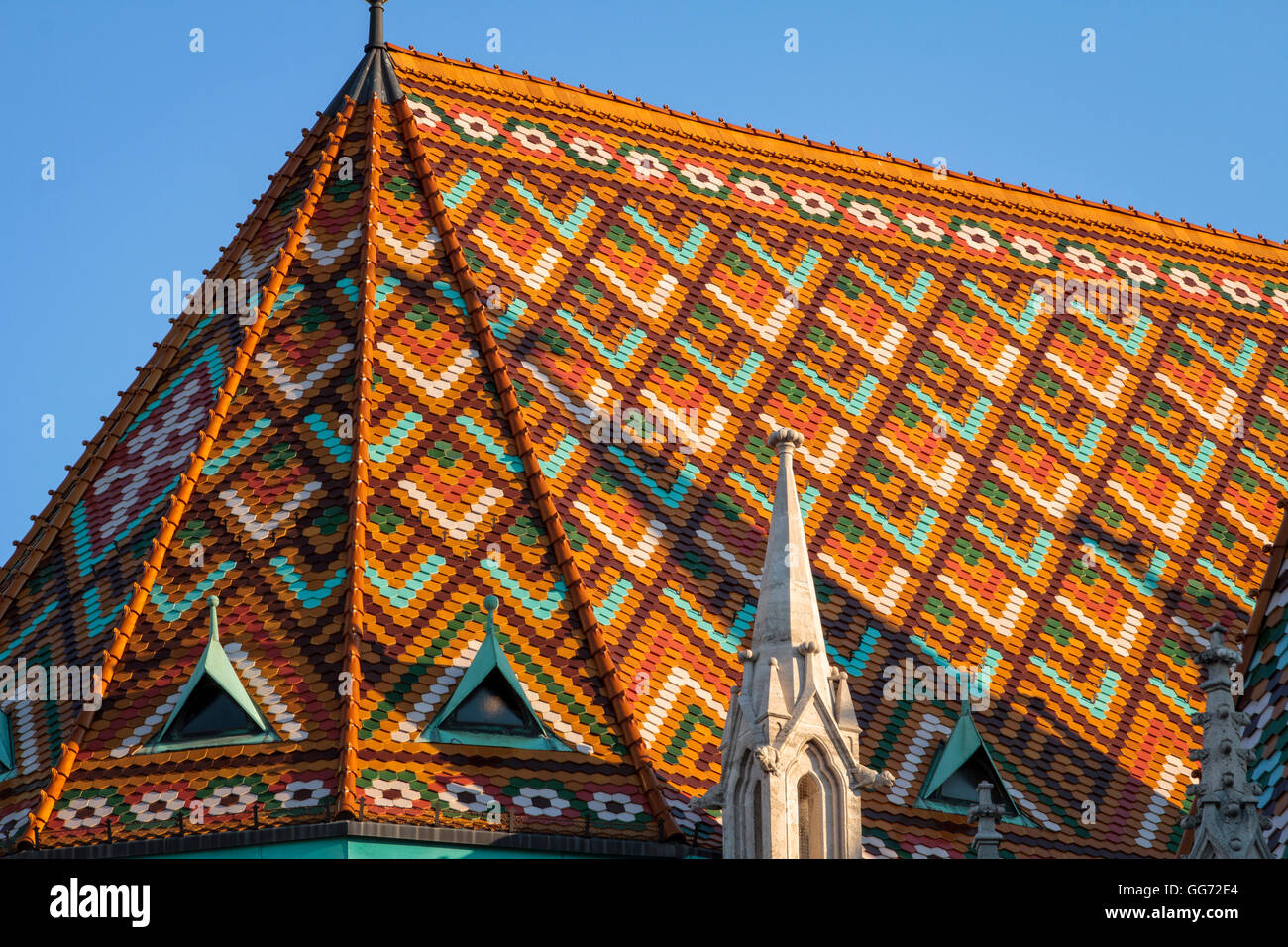 Detail Of Diamond Pattern Roof Tiles Matthias Church S Roof On Stock Photo Alamy