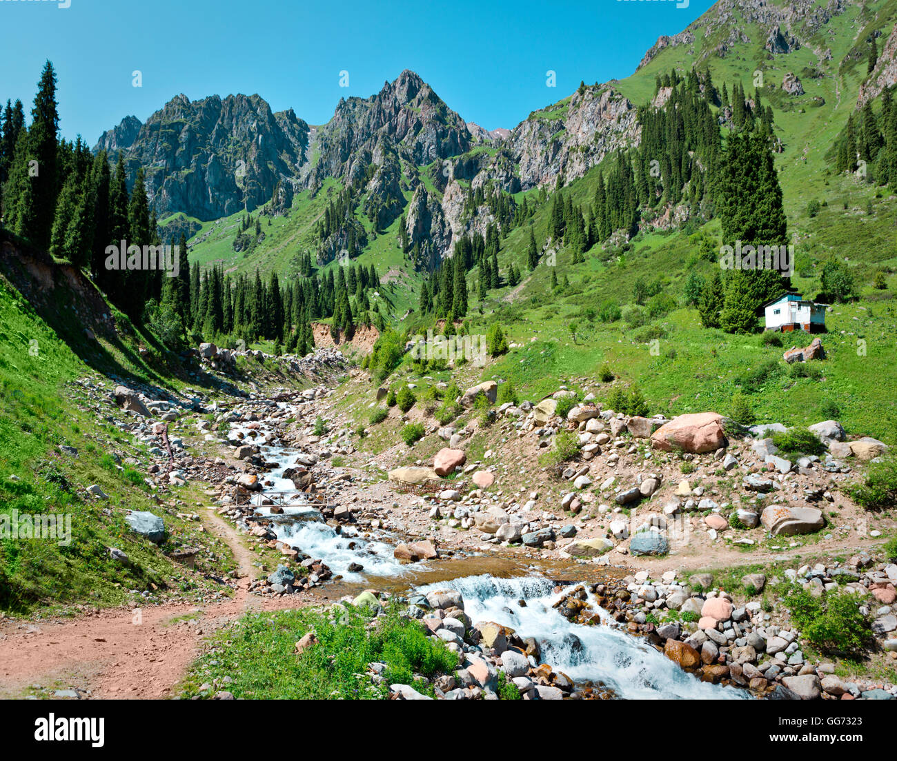 brook stream water nature summer mountains Central Asia Stock Photo - Alamy