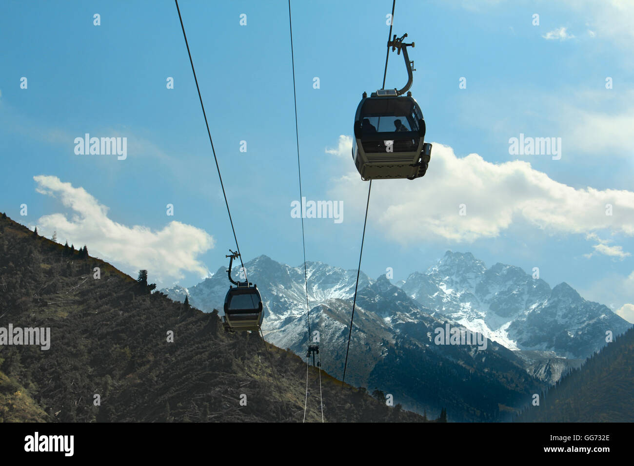 cable car mountain landscape Central Asia Kazakhstan Stock Photo Alamy