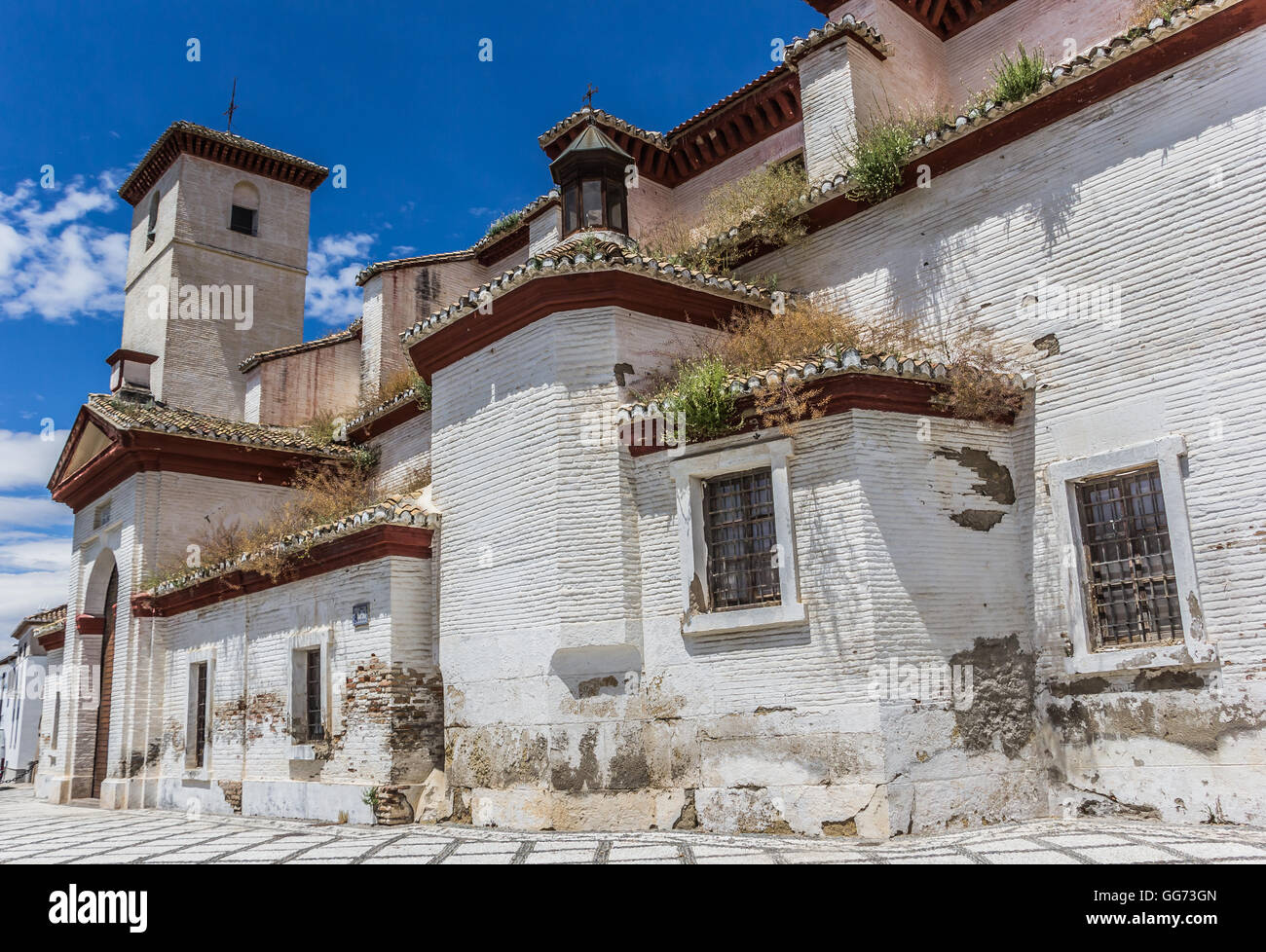 San Nicolas church in old Granada moorish quarter Stock Photo