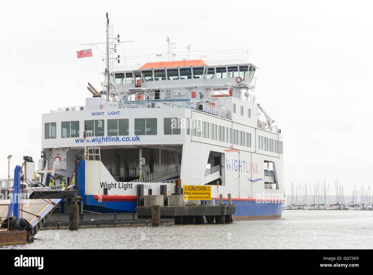 Wight Link Isle of Wight ferry getting ready to depart from Lymington