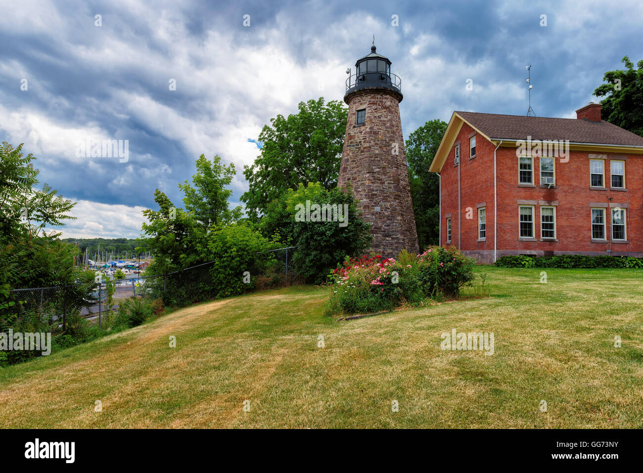 Charlotte Genesee Lighthouse, Lake Ontario in Rochester, New York, USA Stock Photo