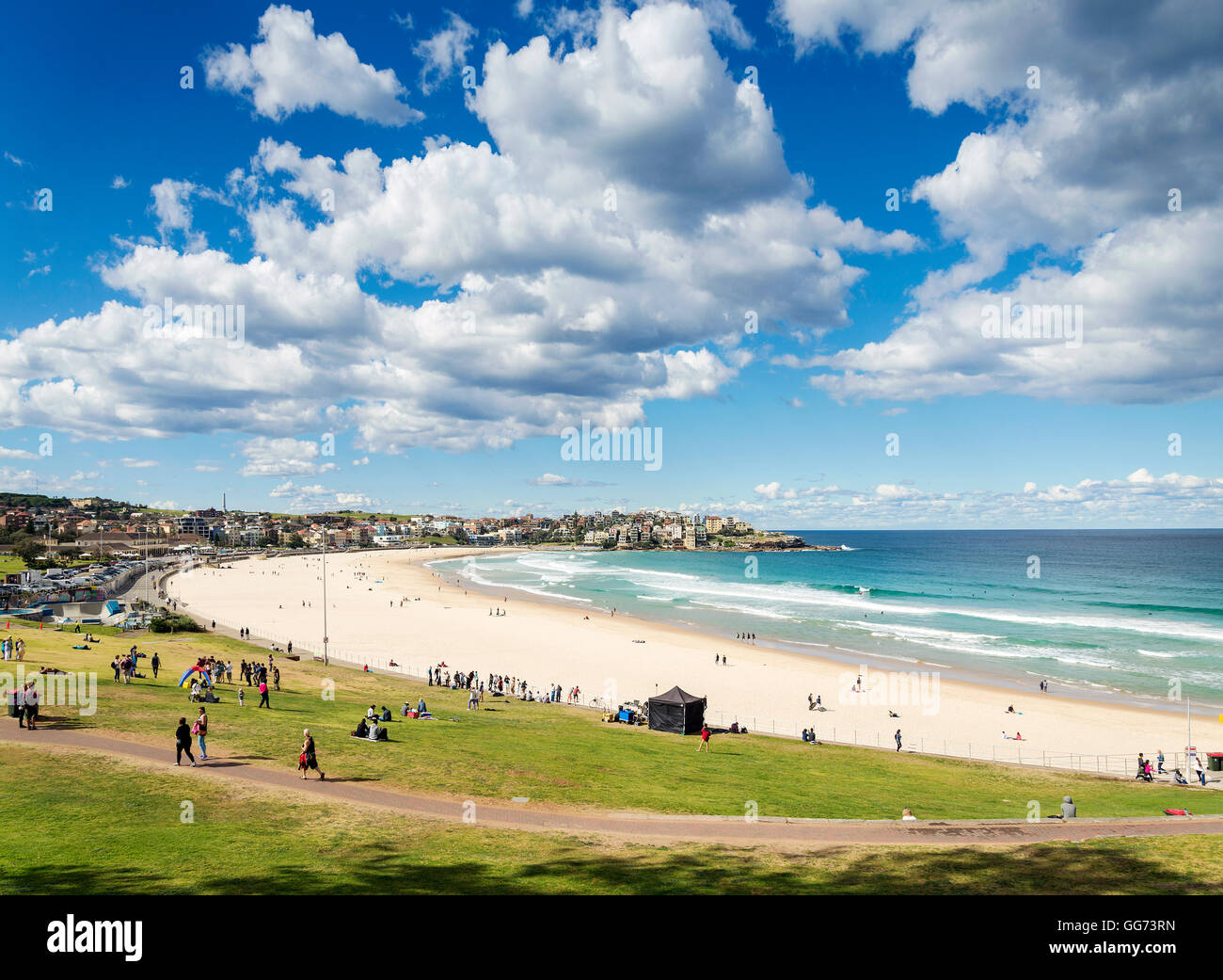 sunny day view of famous bondi beach in sydney australia Stock Photo