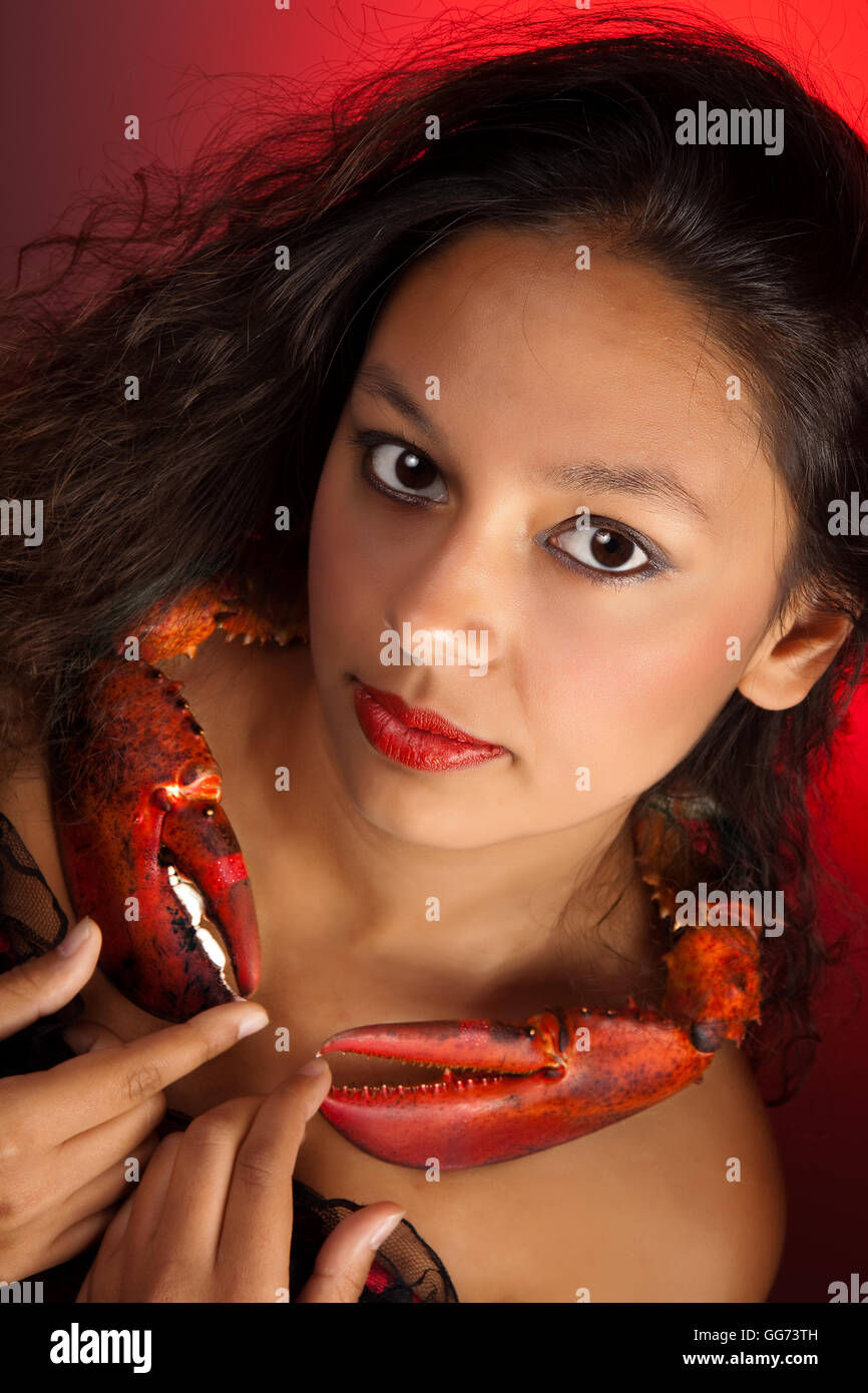 Cancer or Crab woman, this photo is part of a series of twelve Zodiac signs of astrology Stock Photo