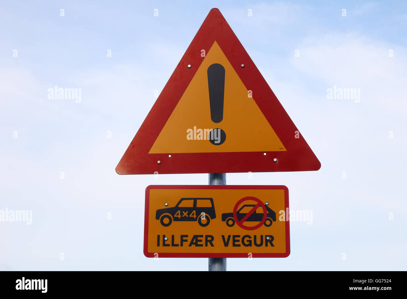 Road sign, Iceland Stock Photo