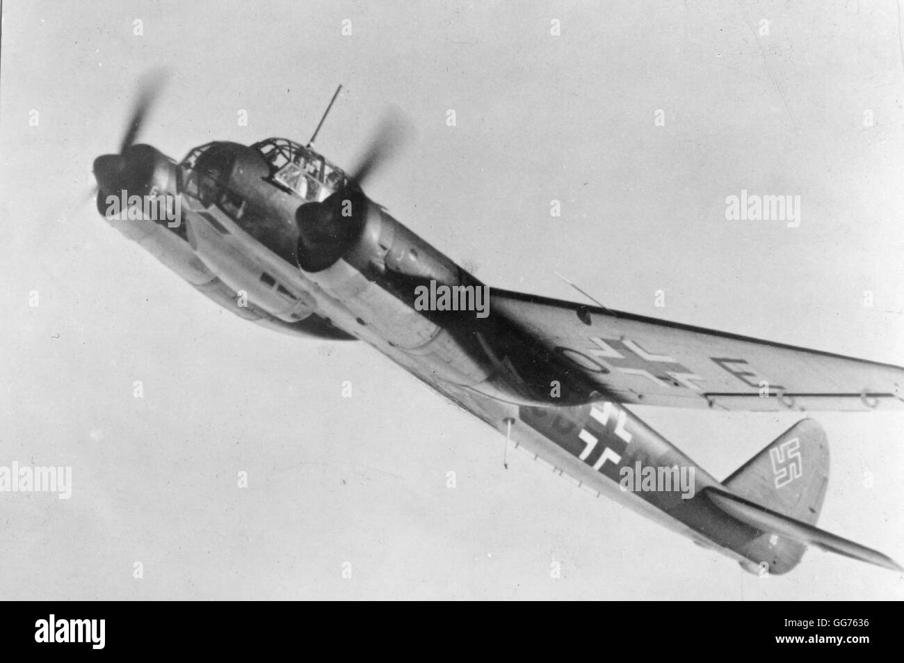 German Junker Ju88 in flight. Circa 1941. Stock Photo