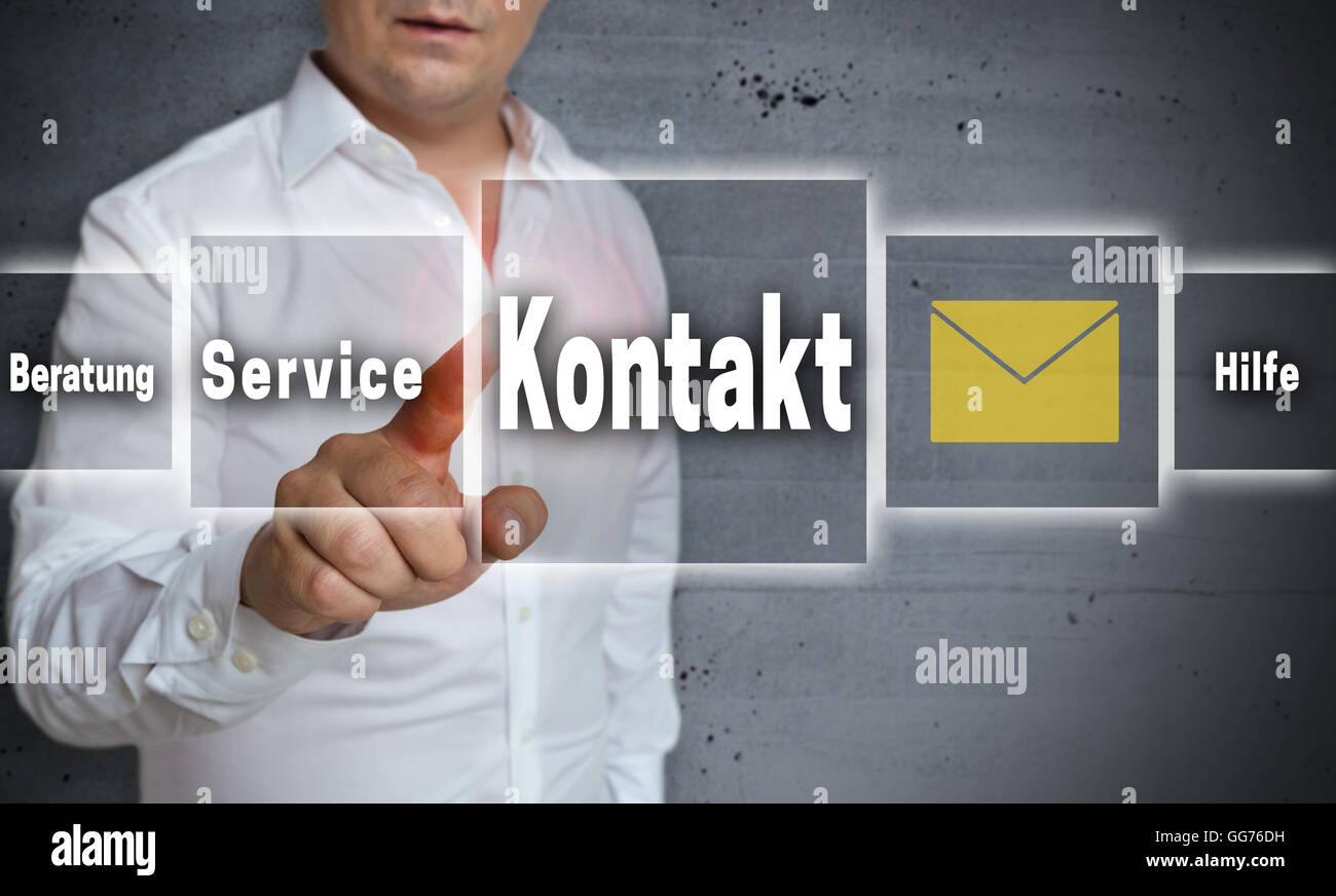 Kontakt (in german contact, help, advice) touchscreen concept background. Stock Photo