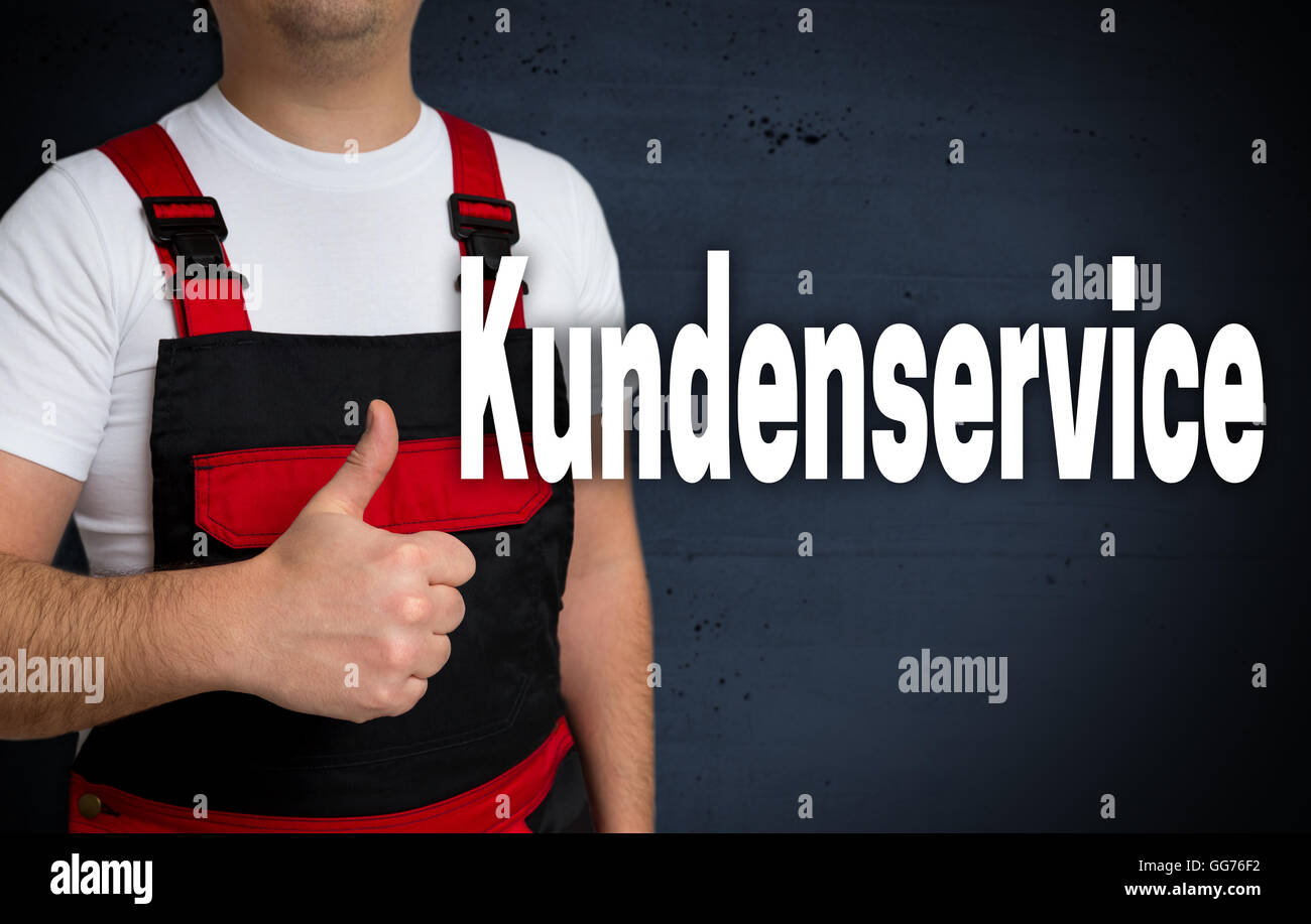 Kundenservice (in german Customer Service) is shown by craftsman. Stock Photo