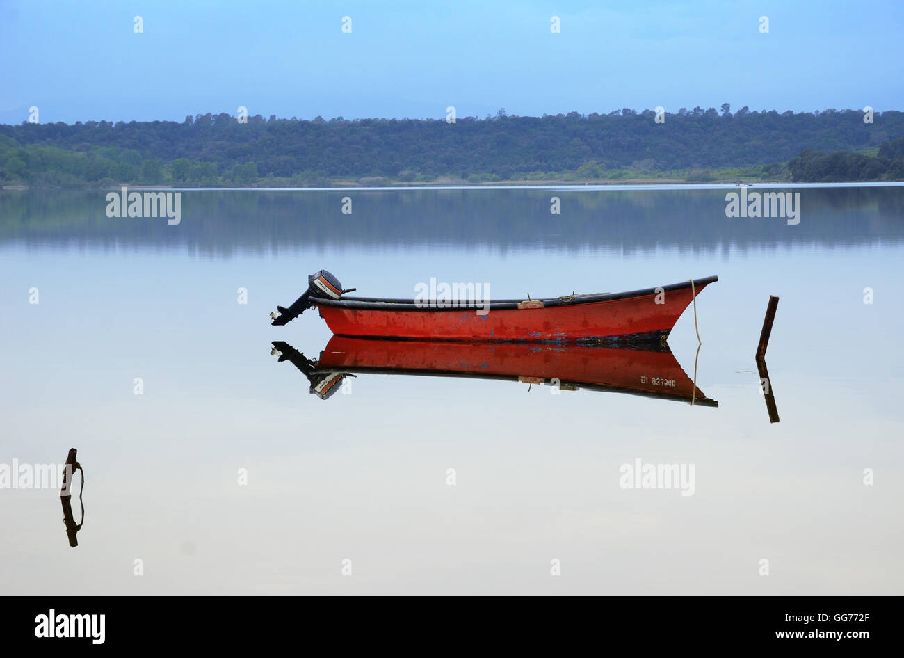 Small vessel on the lake Stock Photo