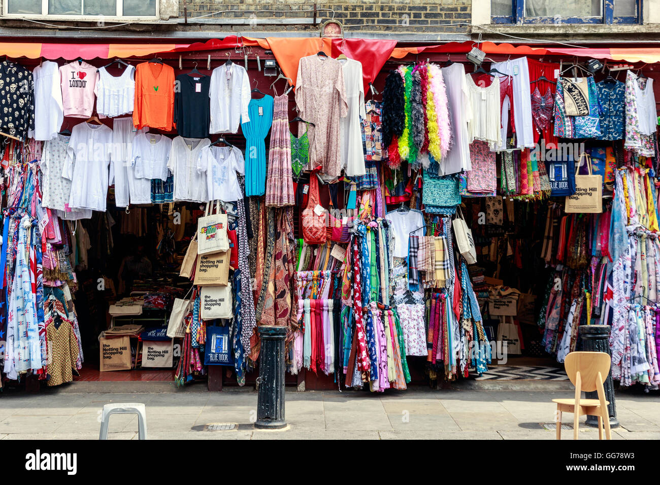 London, UK July 13, 2016 Clothes Shop on Portobello Road in Notting