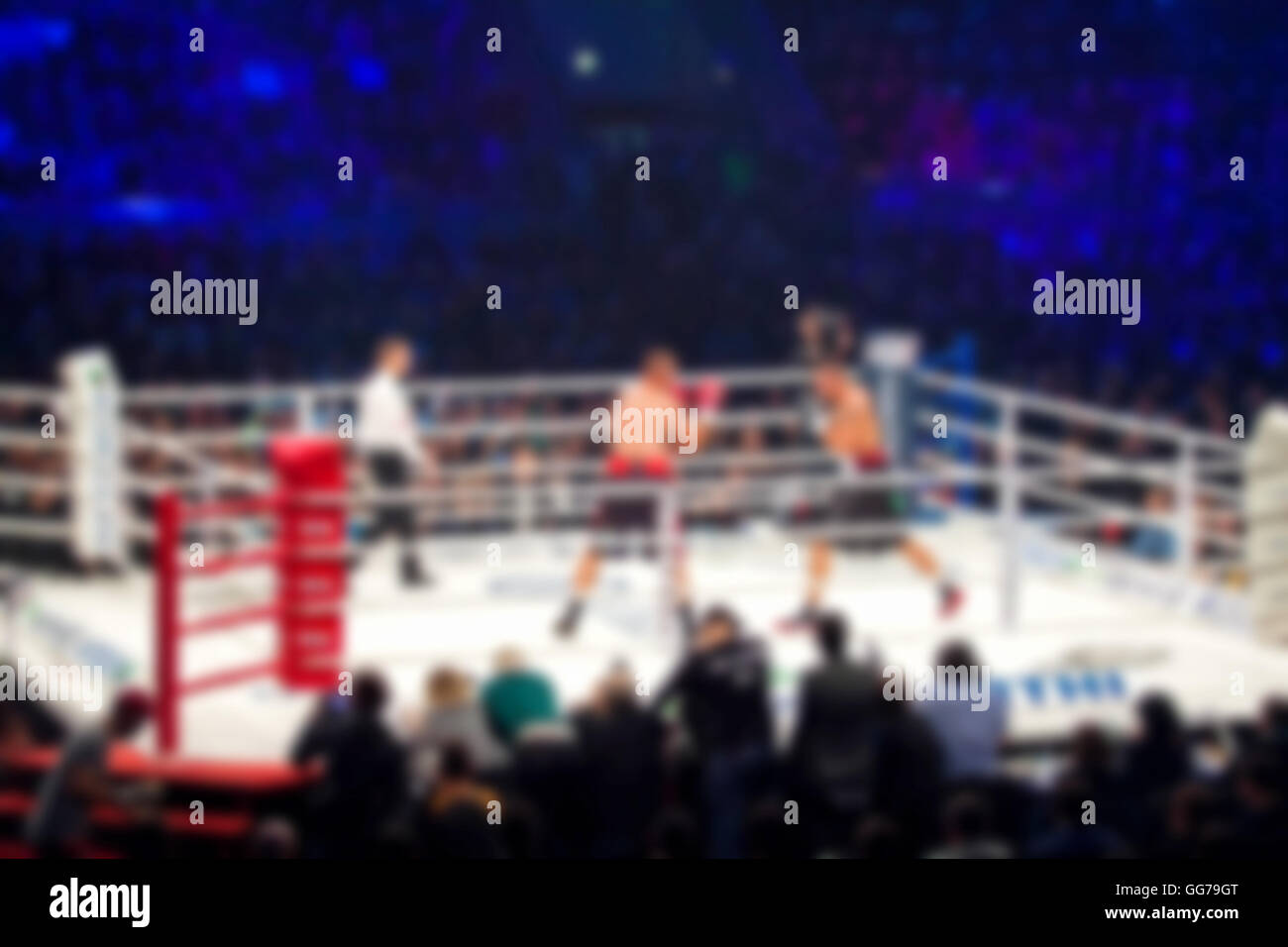 Blurred boxing fight. Abstract sports background with bokeh Stock Photo