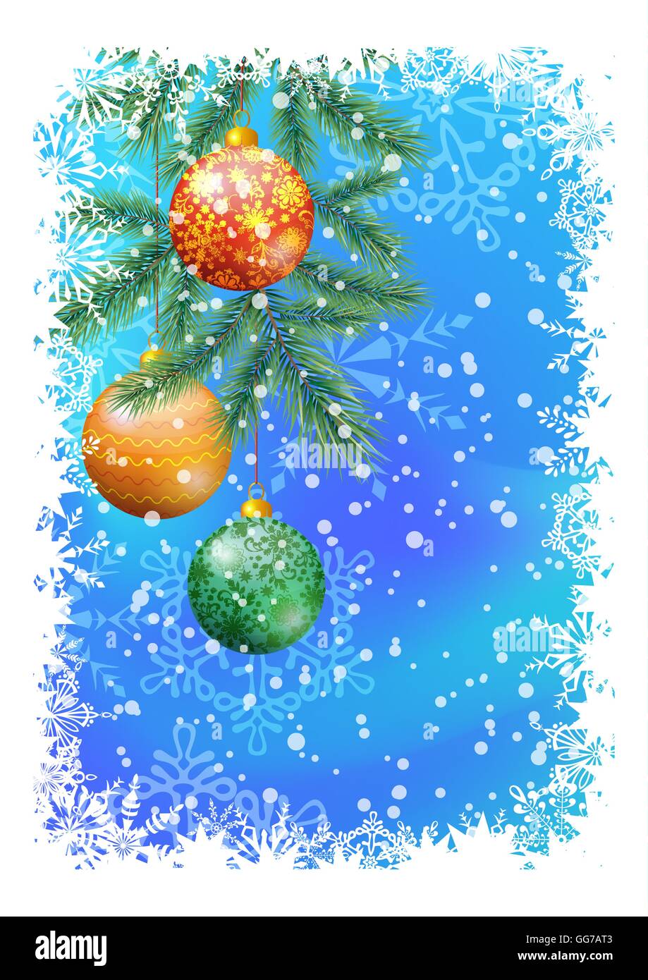 Christmas Background with Fir and Balls Stock Vector Image & Art - Alamy