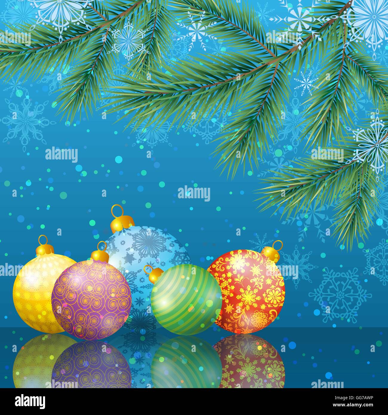 Christmas Background with Fir and Balls Stock Vector Image & Art - Alamy