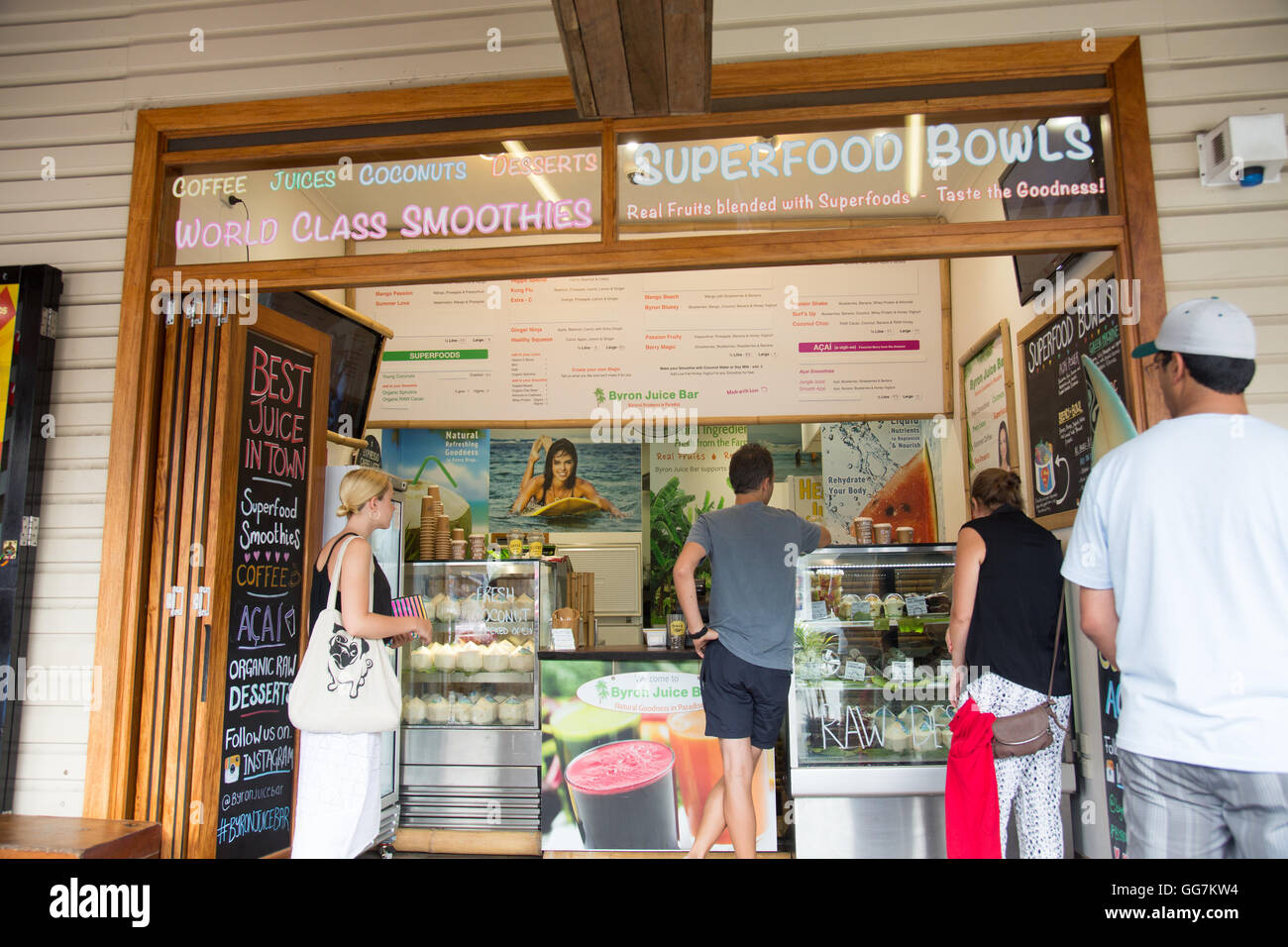 Juice bar smoothies shop in Byron Bay town centre,new south wales,australia Stock Photo Alamy