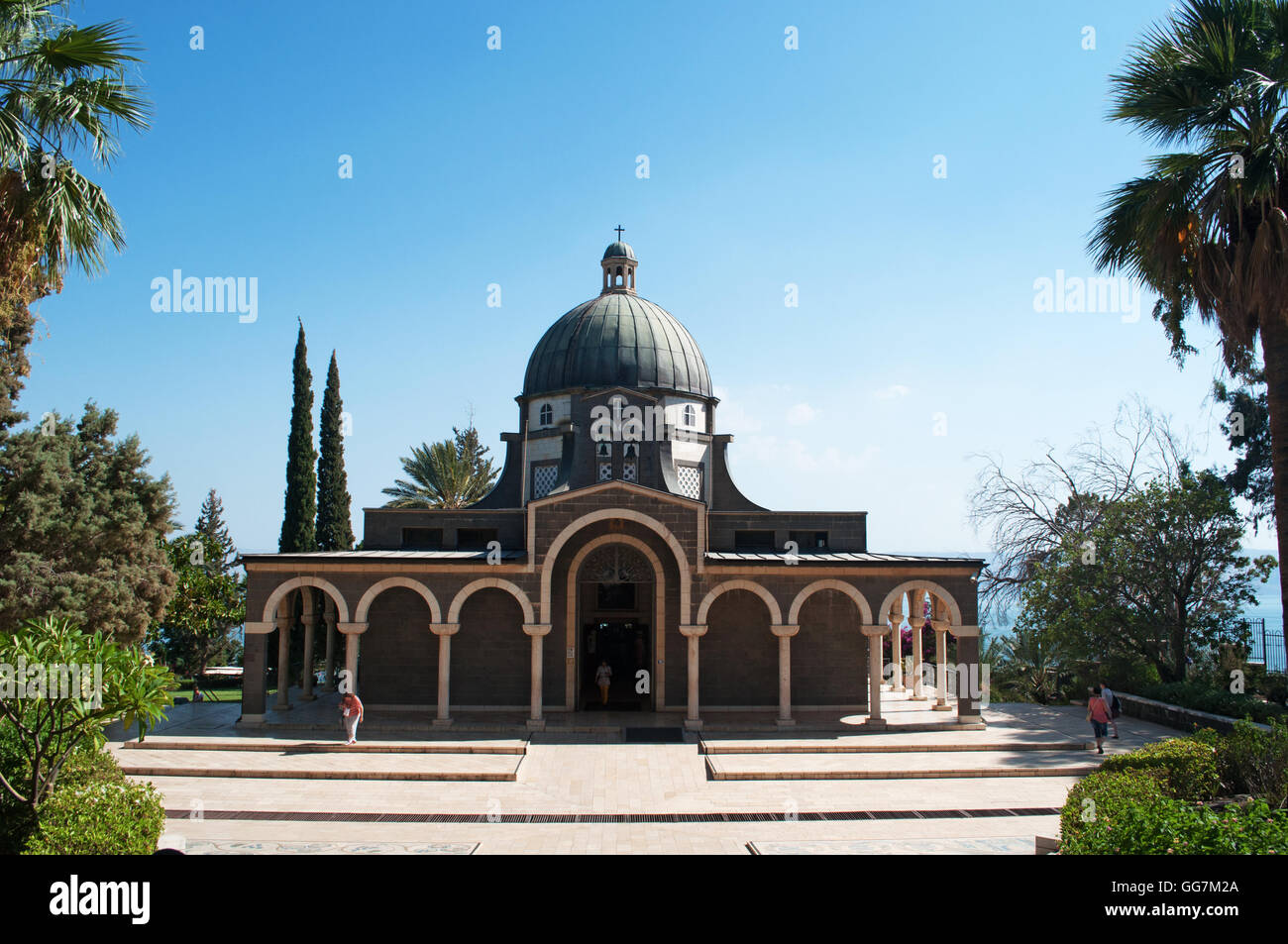 Israel: the Chapel at Mount of the Beatitudes, a Roman Catholic church built where Jesus is believed to have delivered the Sermon on the Mount Stock Photo
