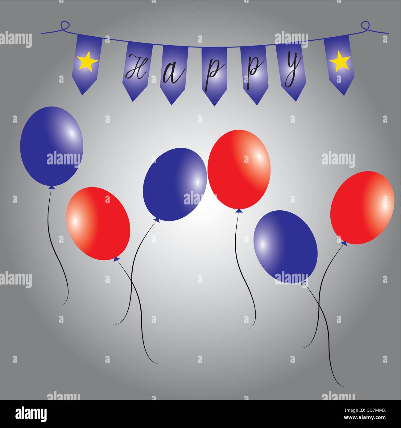 some balloons and blue decorations for holidays Stock Vector