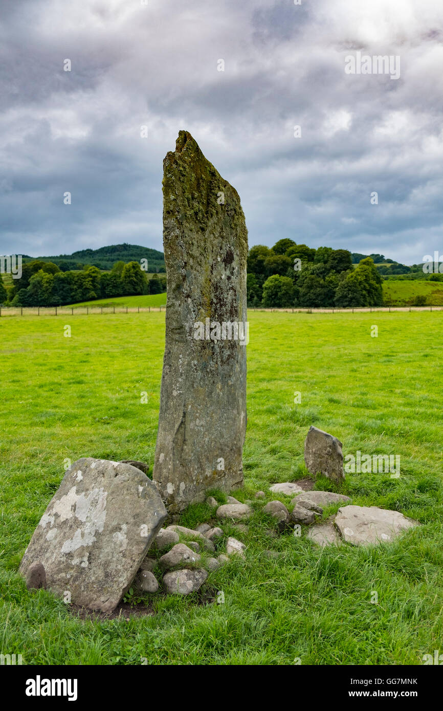 Standing stone at Nether Largie at Kilmartin in Argyll and Bute , Scotland , United Kingdom Stock Photo