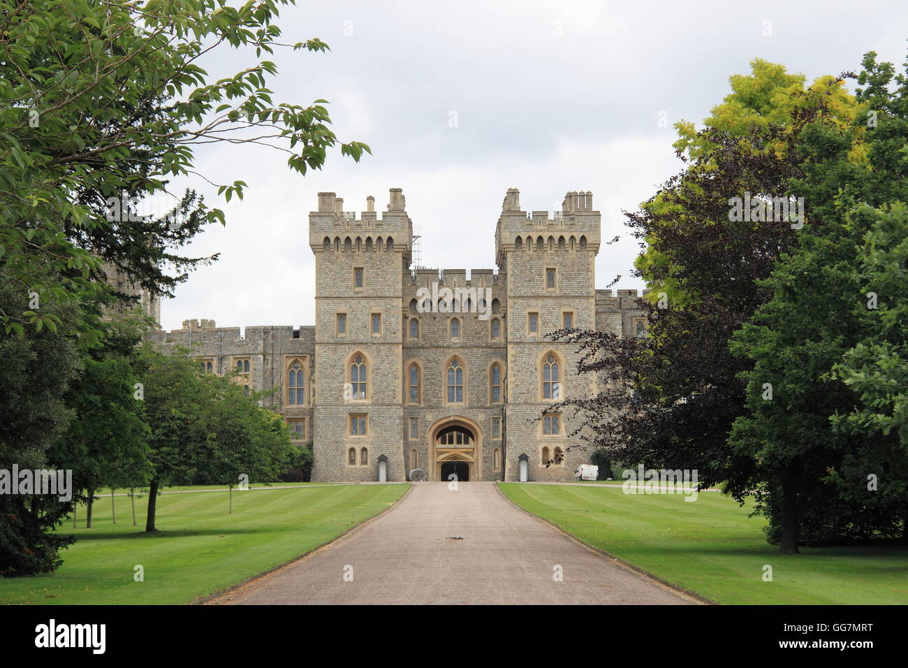 Windsor Castle from the Long Walk, Windsor Great Park, Berkshire, England, Great Britain, United Kingdom, UK, Europe Stock Photo
