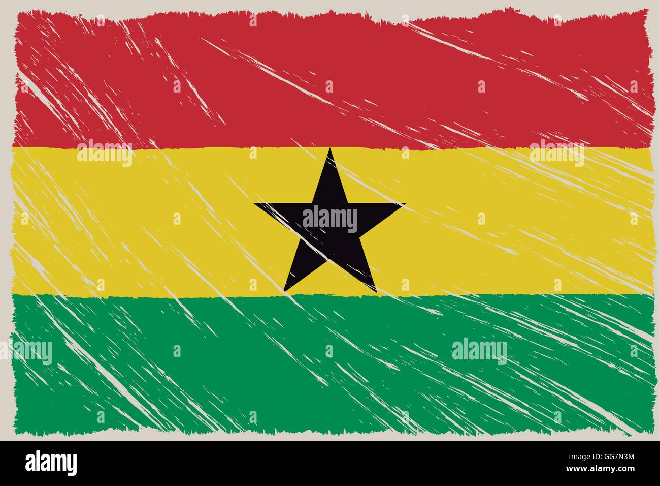 the flag of ghana with some grunge textures Stock Vector