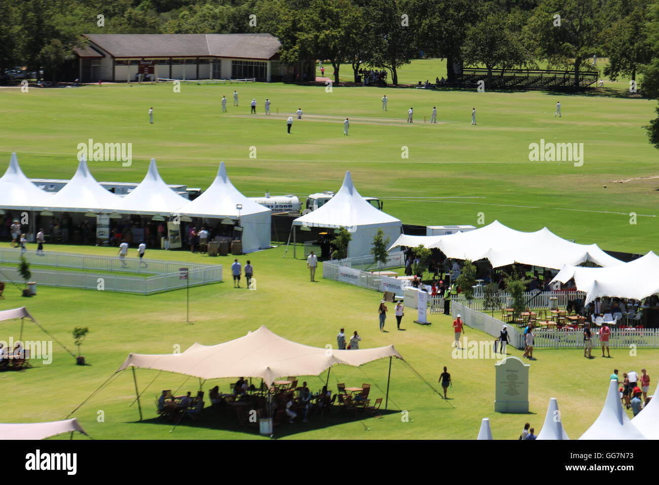 view onto the festival ground at the 2016 Stellenbosch Wine Festival Stock Photo