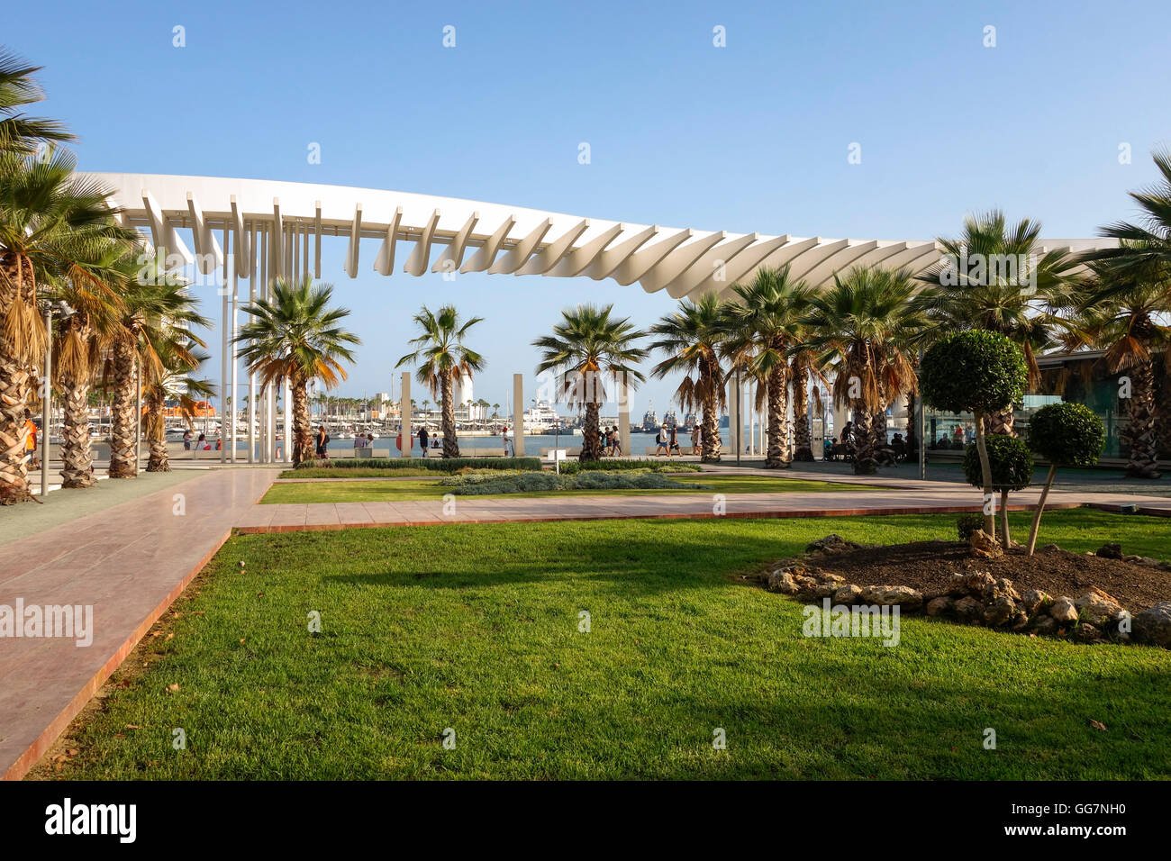 Modern Marina and waterfront promenade in Malaga named "Palmeral de las