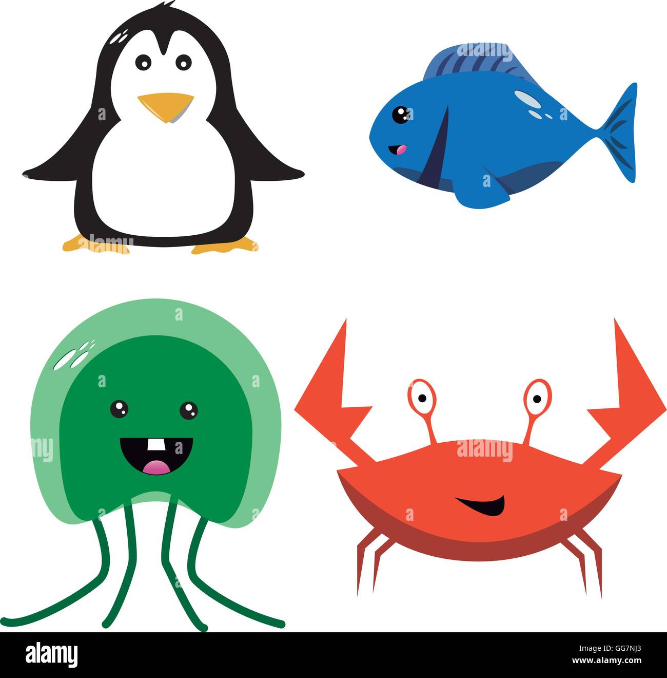 a set of beautiful animals on a white background Stock Vector Image ...
