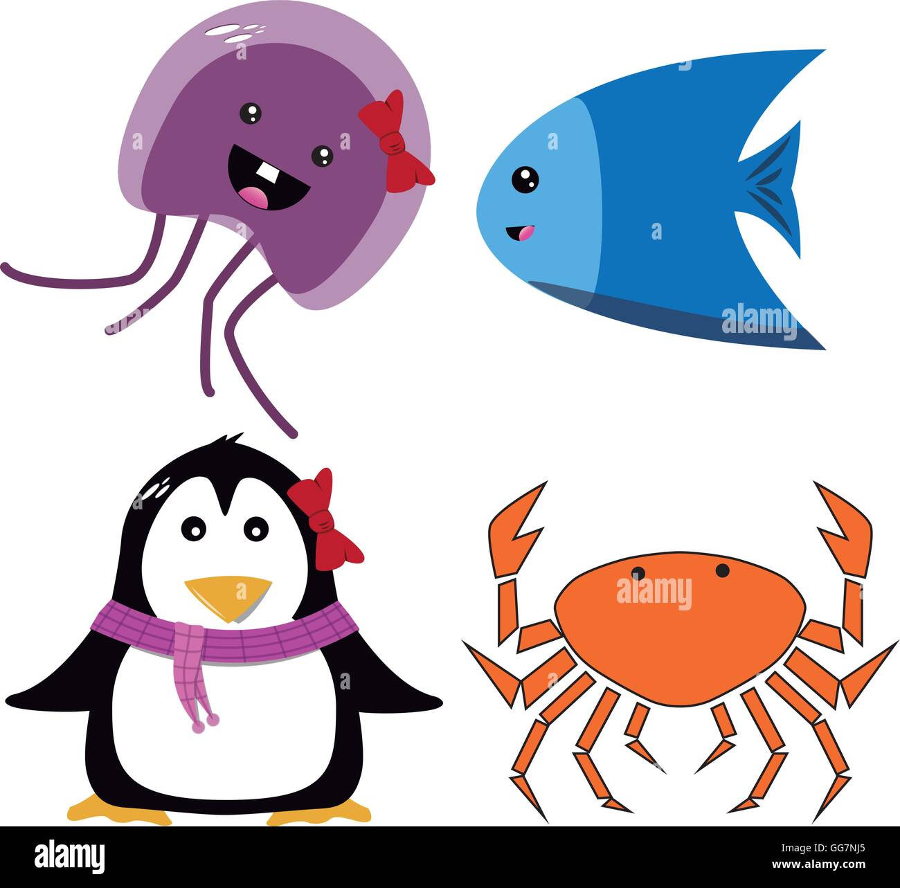 a set of beautiful animals on a white background Stock Vector Image ...