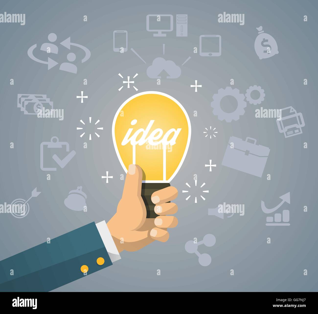 Flat style modern idea innovation light bulb infographic concept ...