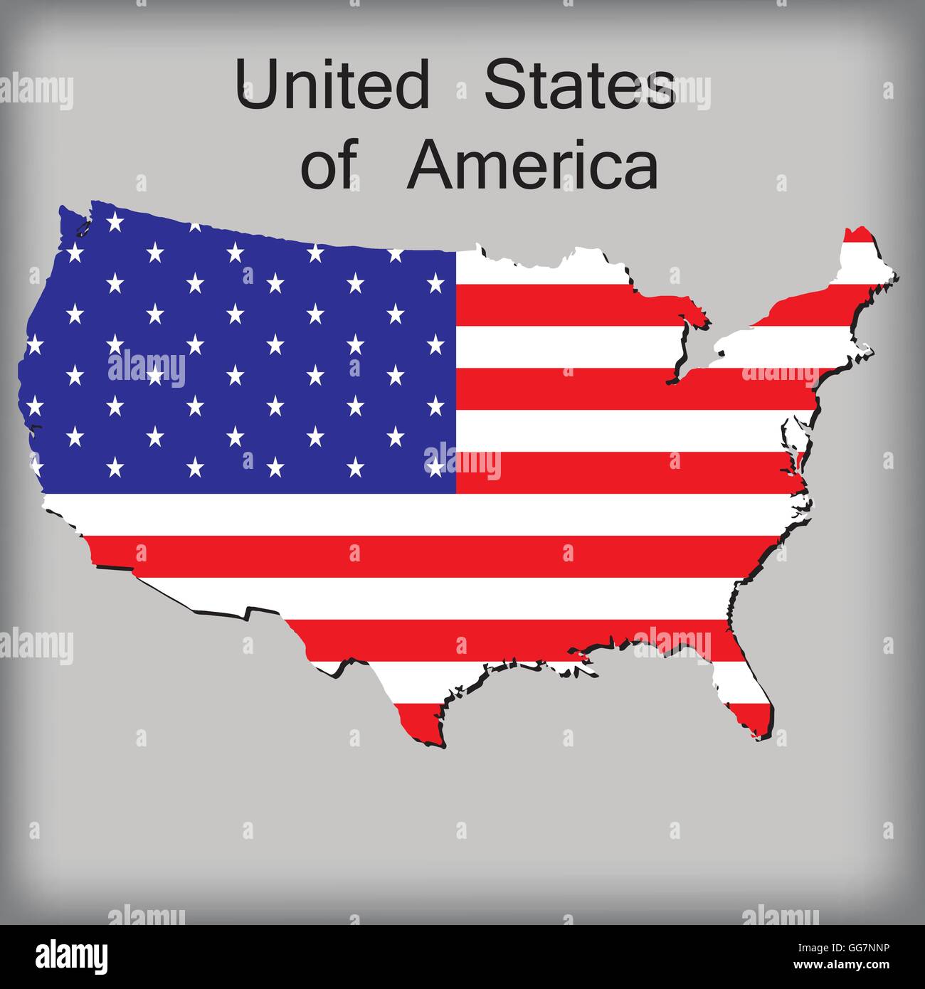 an isolated map of usa with its flag and text Stock Vector Image & Art ...