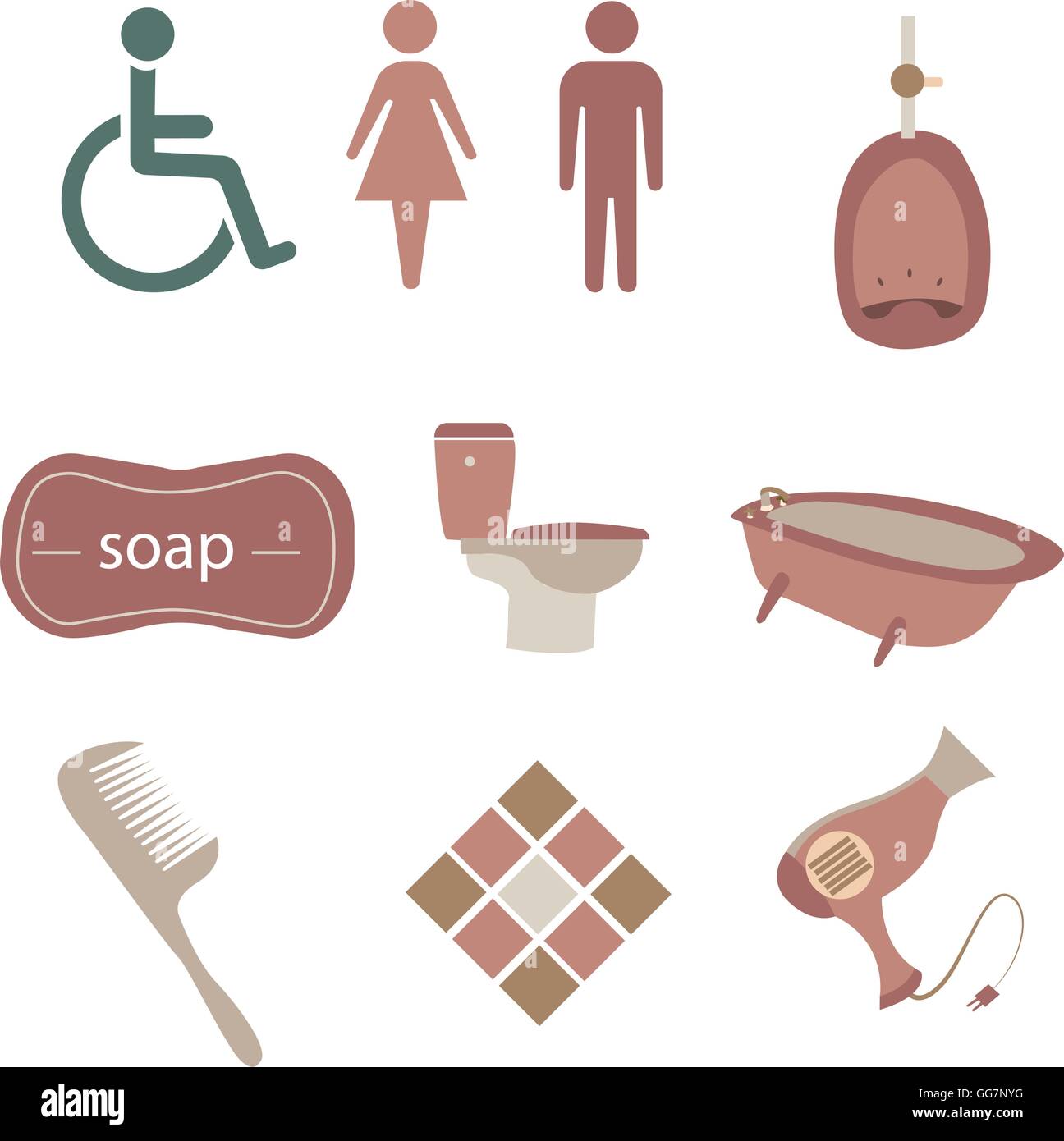 a set of bathroom icons on a white background Stock Vector Image & Art ...