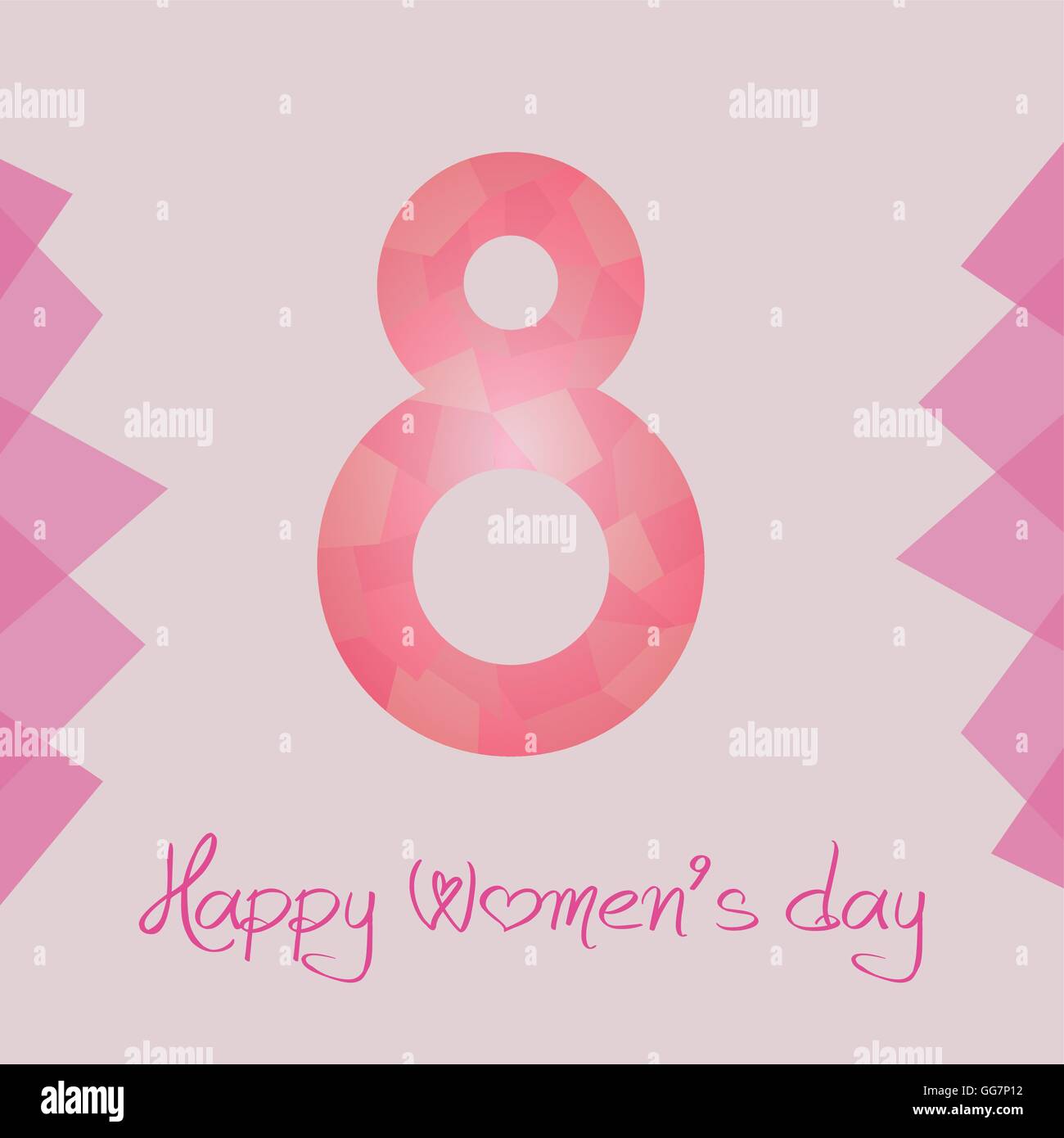 an isolated composed number on a pink background for women's day Stock Vector
