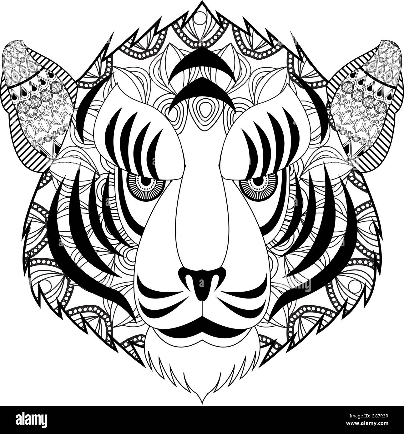 tribal tiger head icon Stock Vector