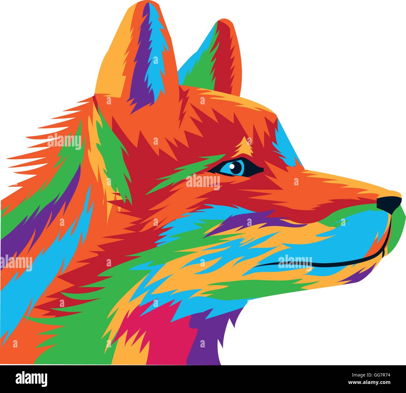 colorful wolf drawing icon Stock Vector