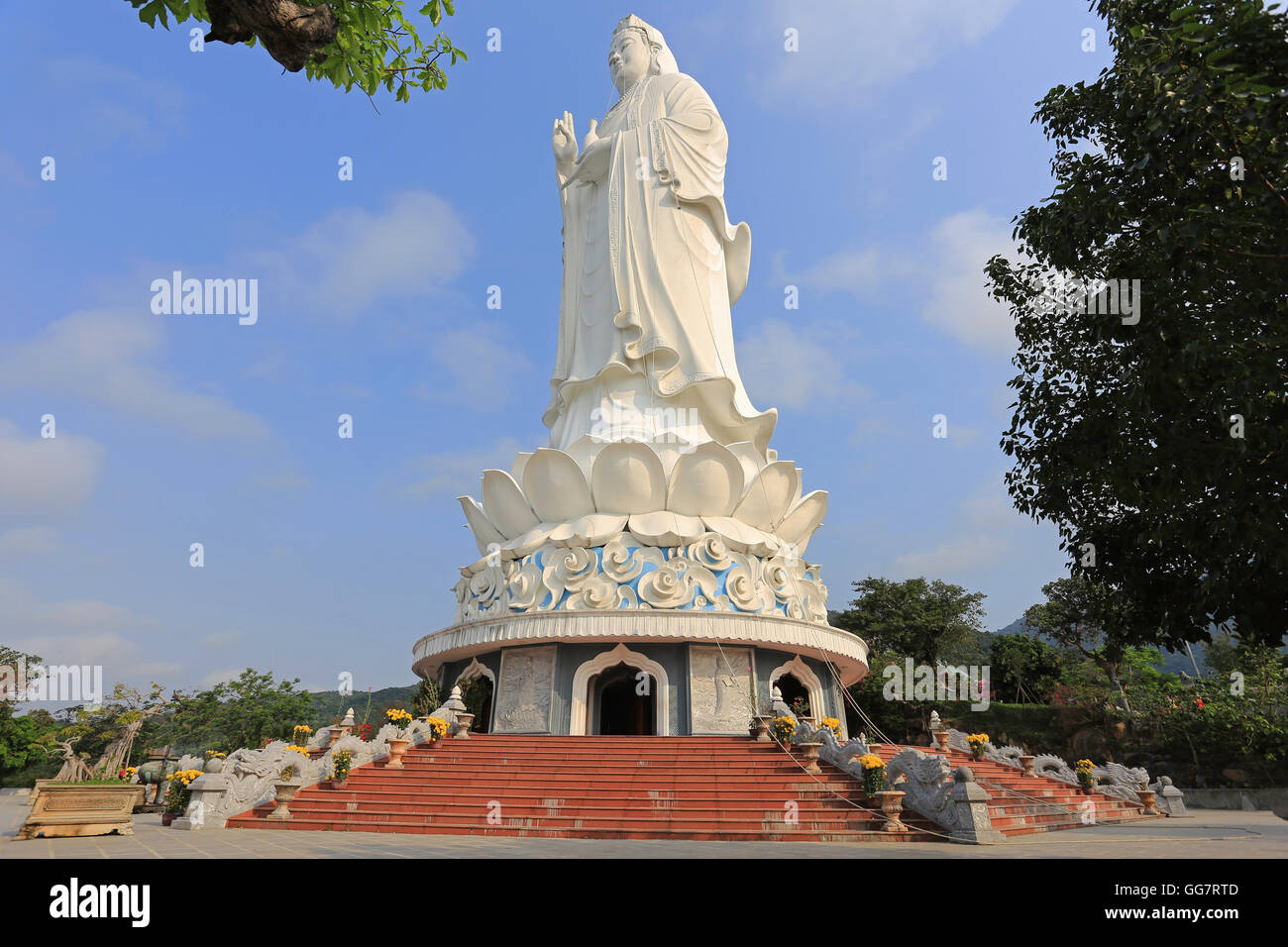 The Statue of buddha in Linh Ung Pagoda, Da Nang, Vietnam Stock Photo