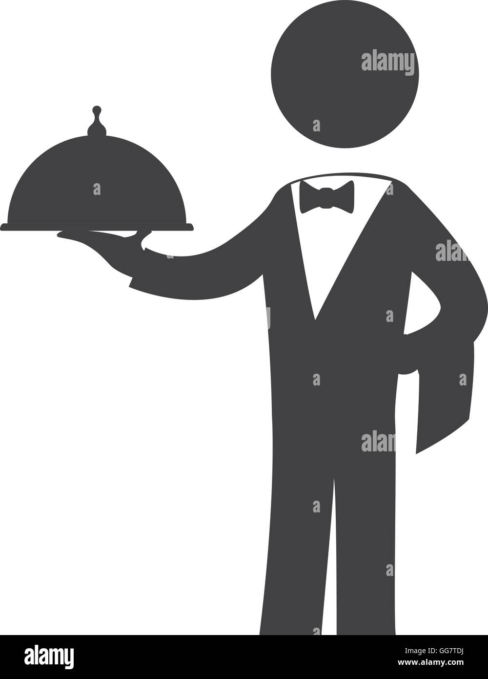 Waiter plate male pictogram suit person icon. Vectorg graphic Stock ...