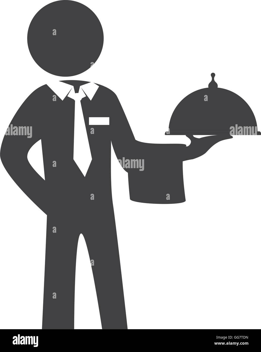 Waiter plate male pictogram suit person icon. Vectorg graphic Stock ...