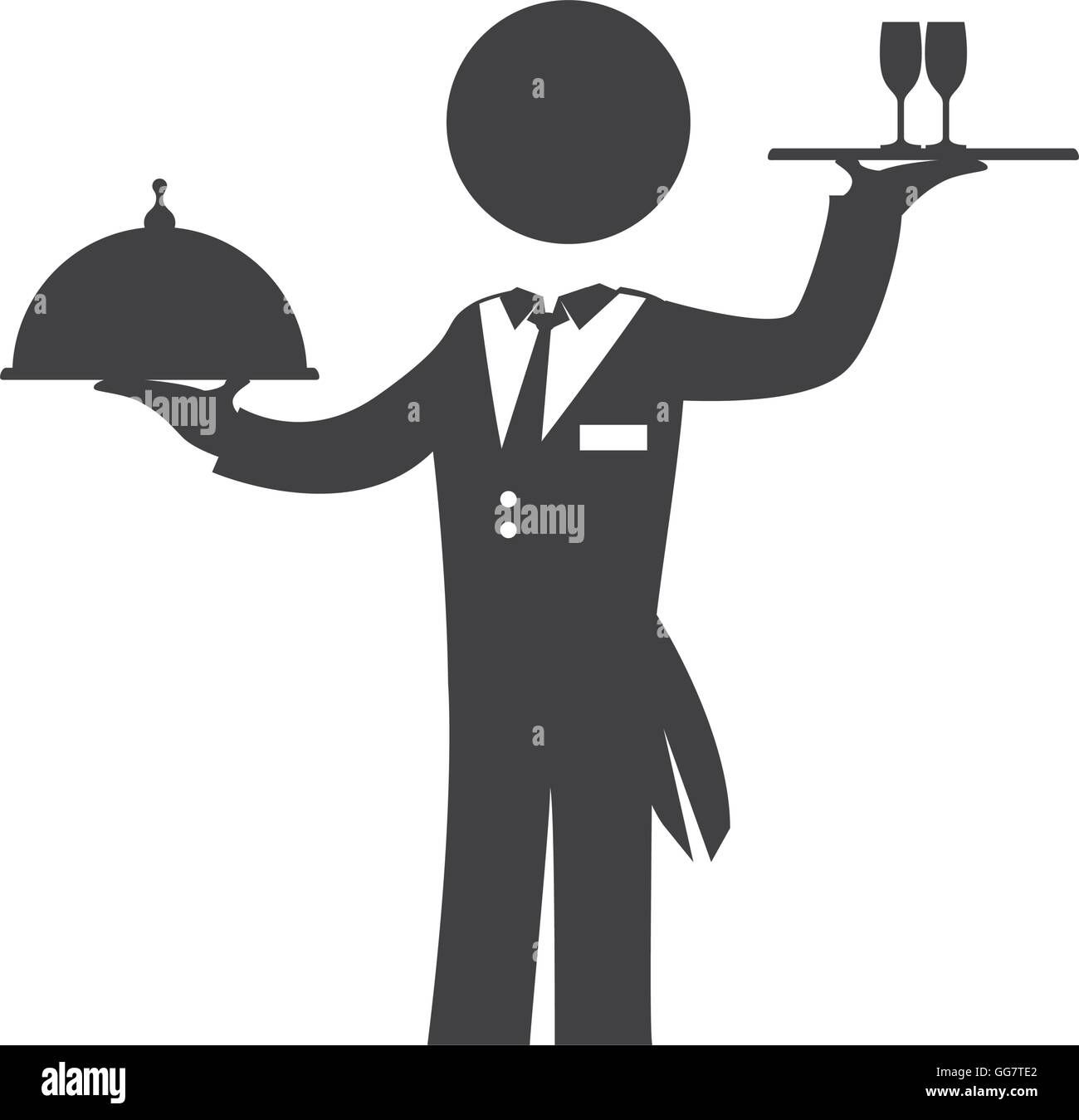 Waiter plate male pictogram suit person icon. Vectorg graphic Stock ...