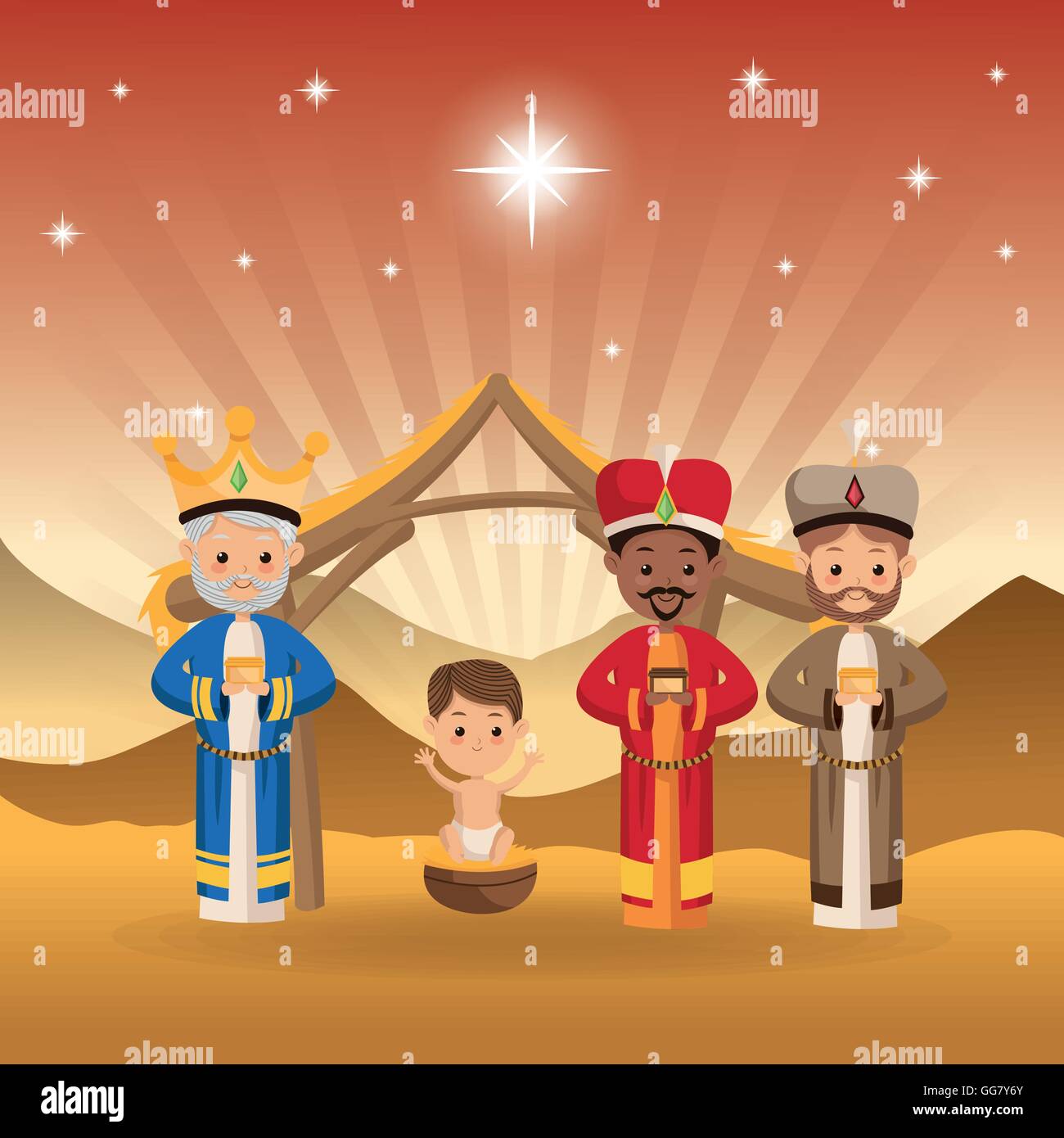 Wise men desert star mountain Stock Vector Images - Alamy