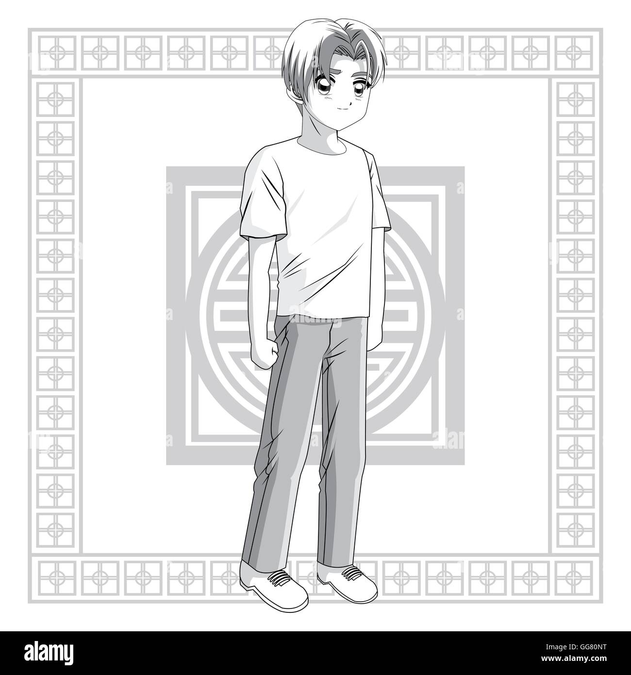 Boy anime male manga cartoon icon graphic Vector Image