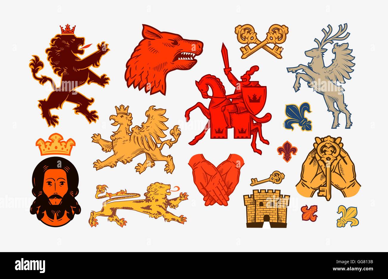 Medieval symbols or icons. Collection vector logos Stock Vector Image ...