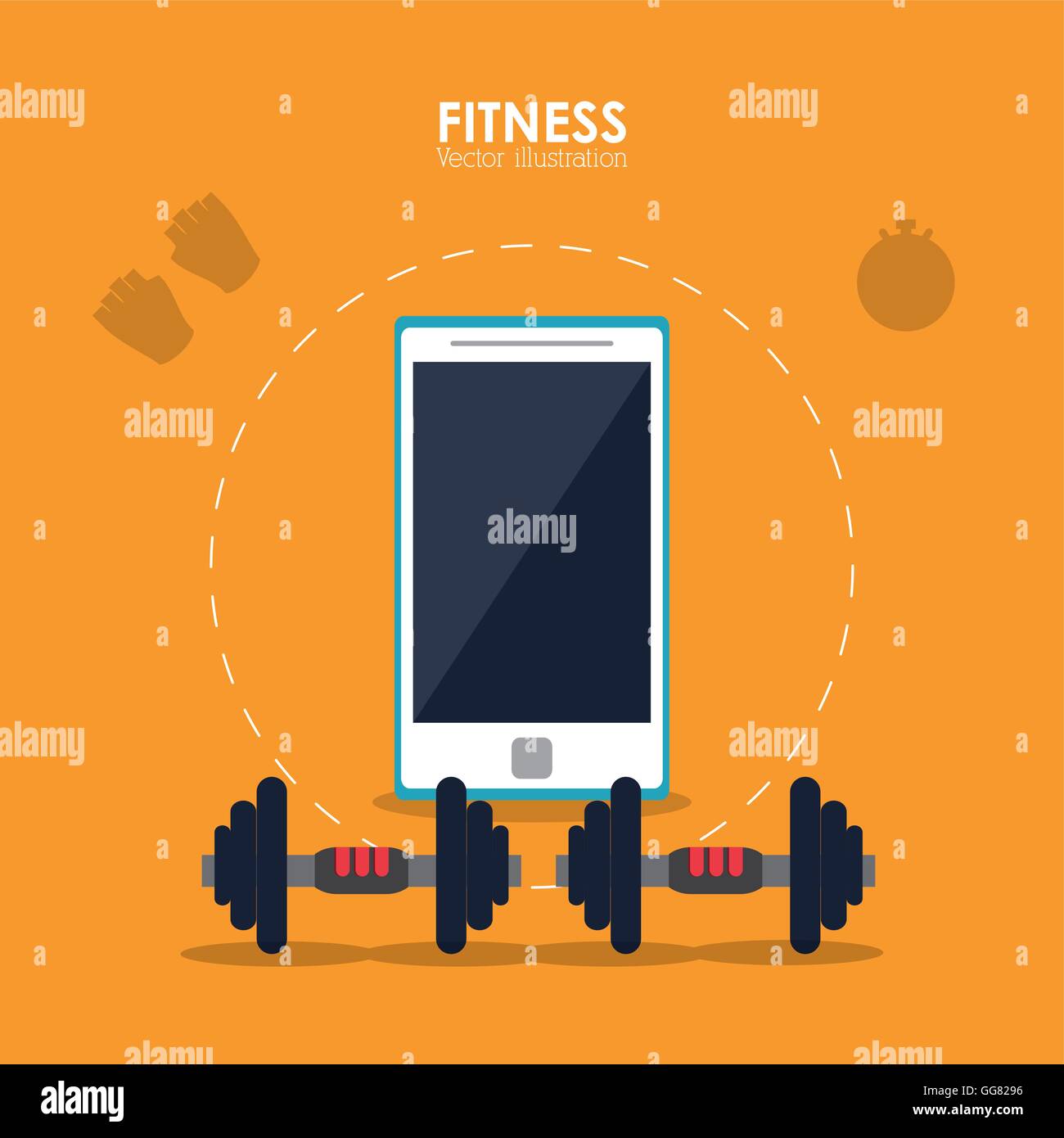 weight and smartphone icon. Fitness design. Vector graphic Stock Vector ...
