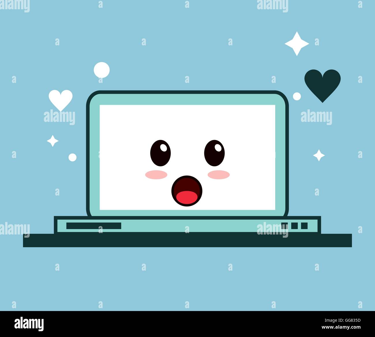 Laptop kawaii cartoon funny cute icon. Vector graphic Stock Vector ...