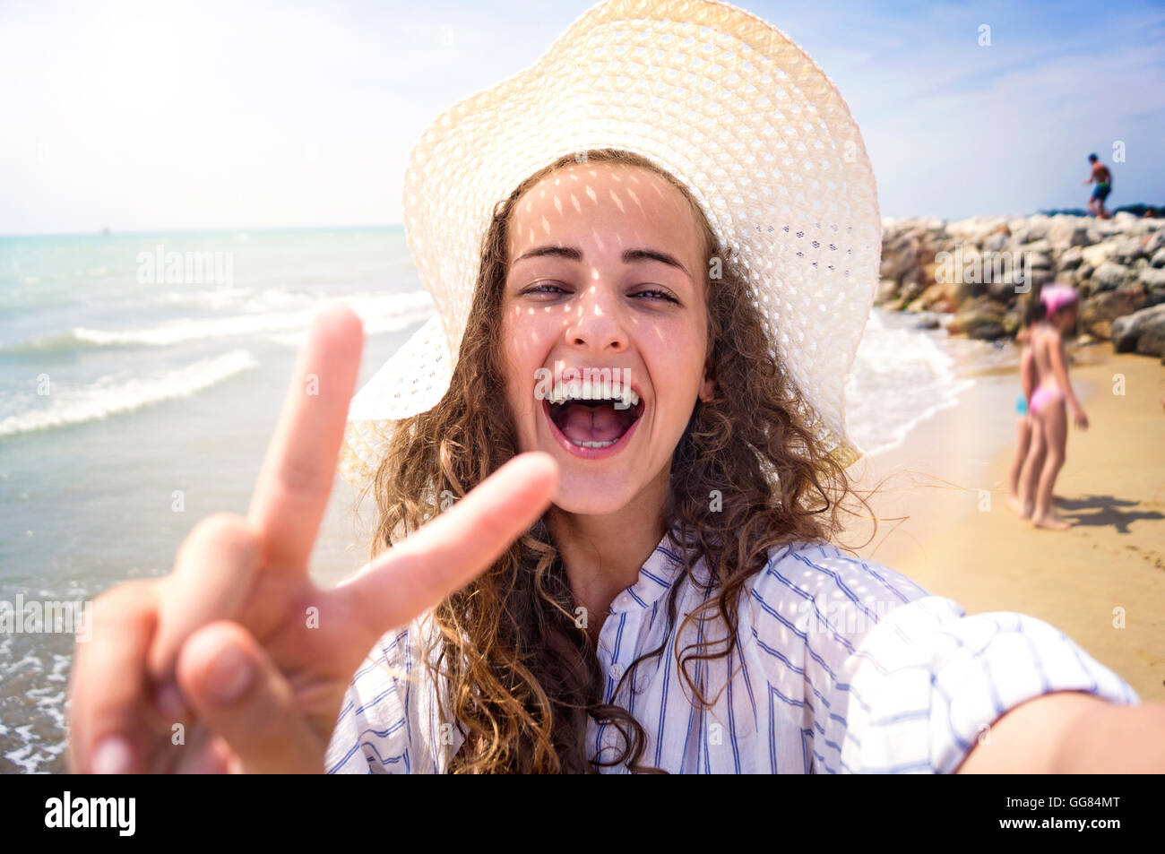 Beautiful woman on beach hi-res stock photography and images - Alamy